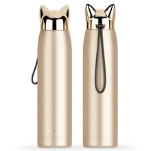 Load image into Gallery viewer, stain resistant Steel Vacuum Flasks  dual Wall Thermos Bottle  320 milli litres
 adorable Cat Fox Ear heating Coffee Tea Milk journey
 Mug