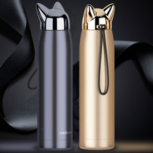 Load image into Gallery viewer, stain resistant Steel Vacuum Flasks  dual Wall Thermos Bottle  320 milli litres
 adorable Cat Fox Ear heating Coffee Tea Milk journey
 Mug